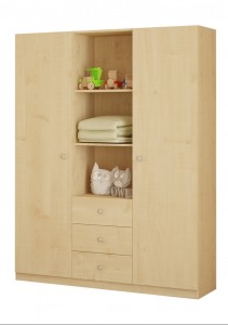 Шкаф трехсекционный Polini kids Simple, натуральный
