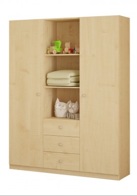 Шкаф трехсекционный Polini kids Simple, натуральный