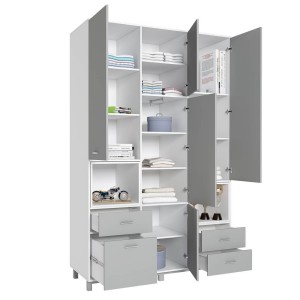 Шкаф трехсекционный Polini kids Mirum 2330, белый-серый