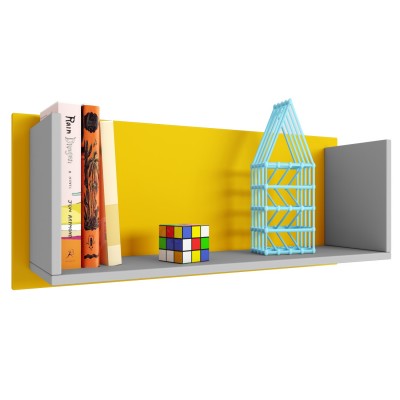Полка книжная Polini kids Mirum 5L 800, серый-желтый