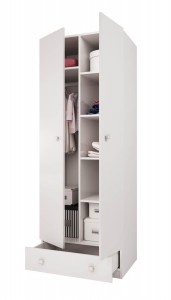 Шкаф двухсекционный Polini kids Simple с 1 ящиком, белый