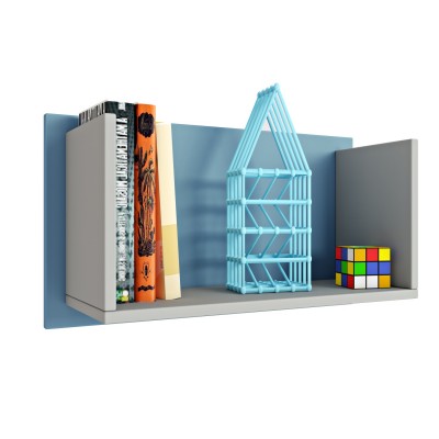 Полка книжная Polini kids Mirum 5L 600, серый-голубой