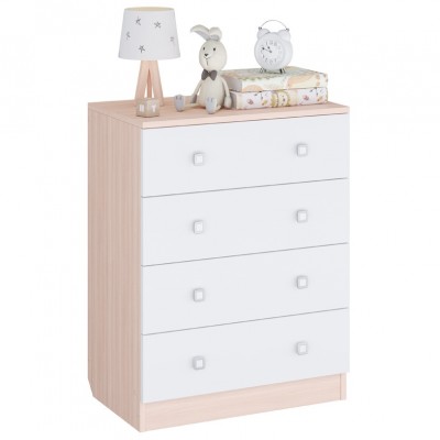 Комод Polini kids Simple c 4 ящиками, дуб пастельный-белый