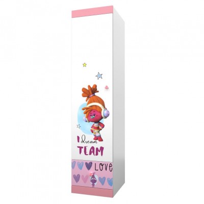 Шкаф-пенал Polini kids Fun 460 Тролли, розовый