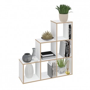 Стеллаж Polini Home Smart Каскадный 6 секций, белый, эффект фанеры