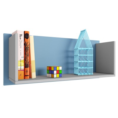 Полка книжная Polini kids Mirum 5L 800, серый-голубой