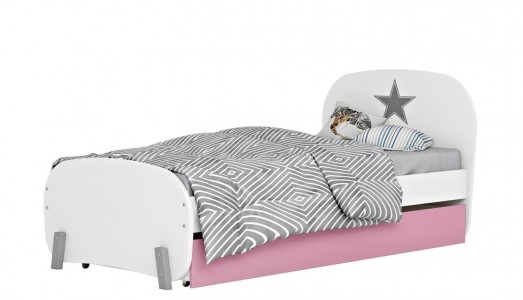 Кровать детская Polini kids Mirum 1915 c ящиком, белый / розовый