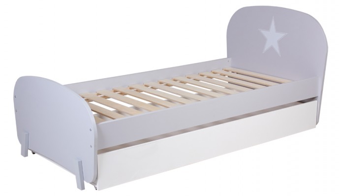 Кровать детская Polini kids Mirum 1915 c ящиком, серый / белый