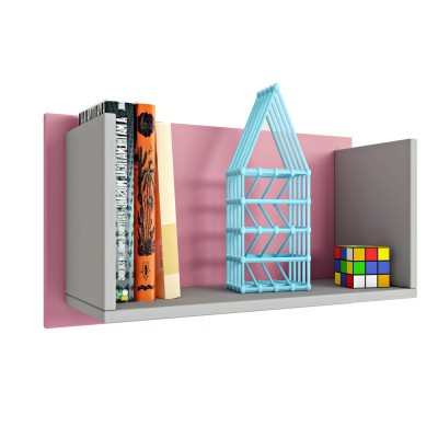 Полка книжная Polini kids Mirum 5L 600, серый-розовый