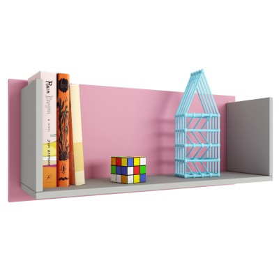 Полка книжная Polini kids Mirum 5L 800, серый-розовый