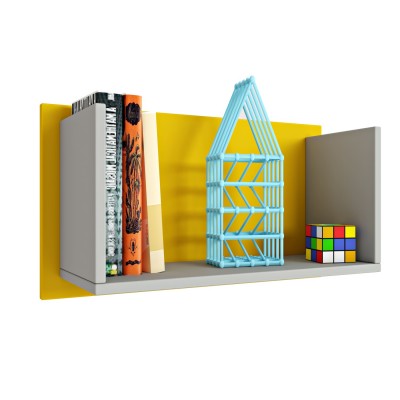 Полка книжная Polini kids Mirum 5L 600, серый-желтый